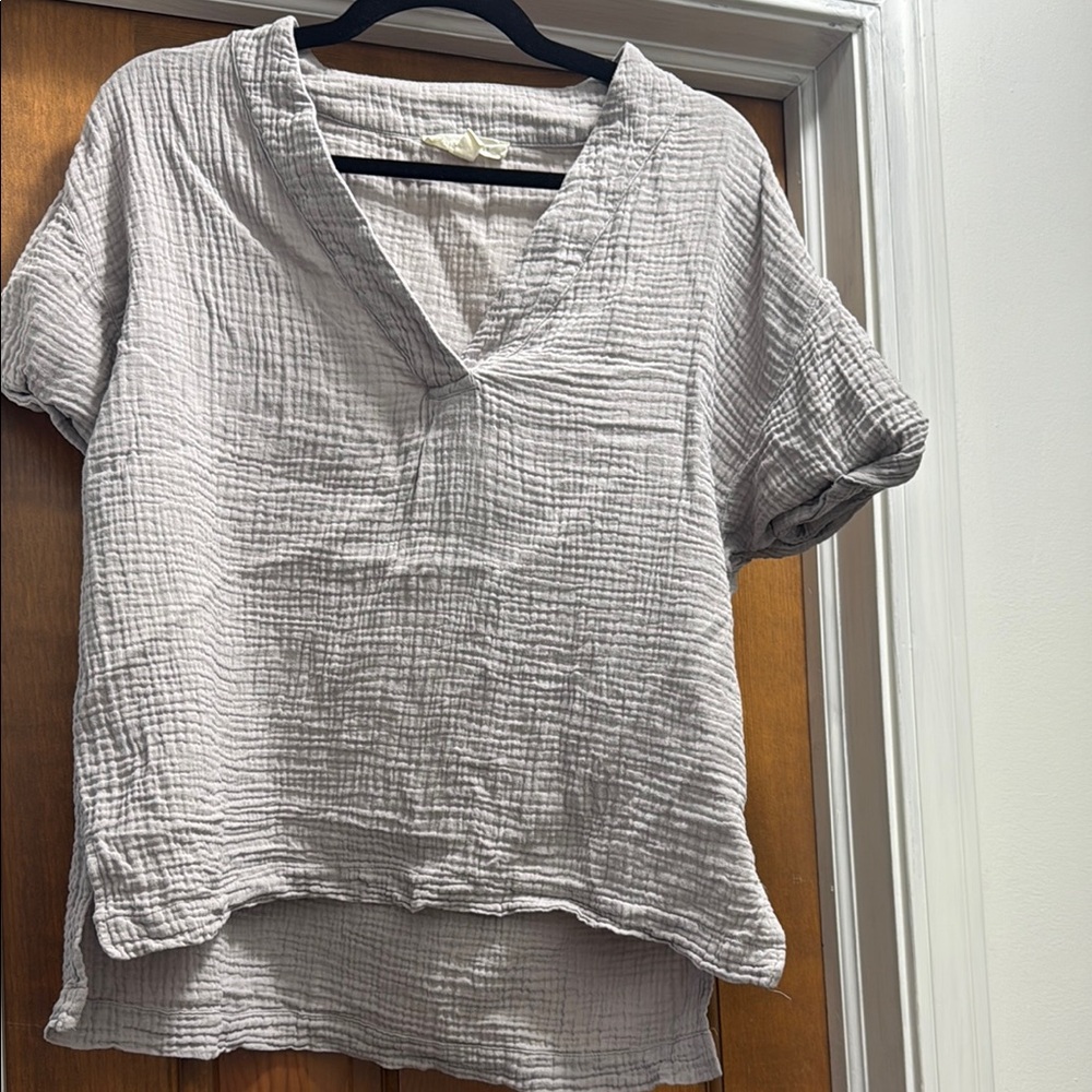 Women's Gray V-Neck Top